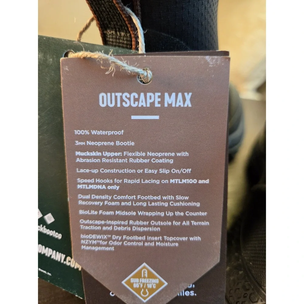 Muck Boots Mens Outscape Max Dark Shadow Black Ankle Boots MTSM000 Sz 9 NEW $145